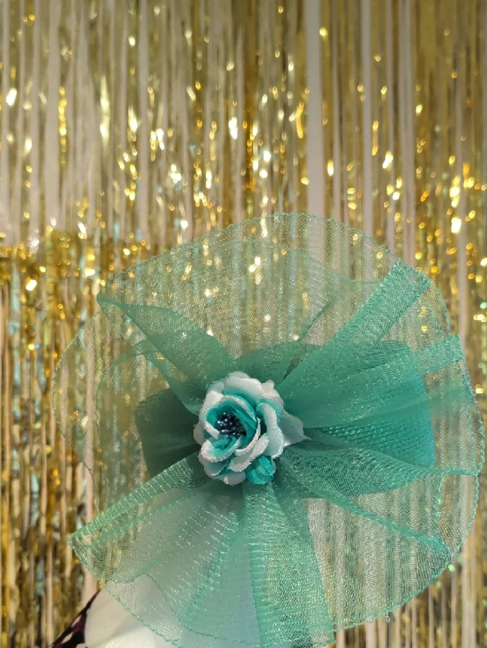 🔥Teal Decorative Party Hat with Organza Bow